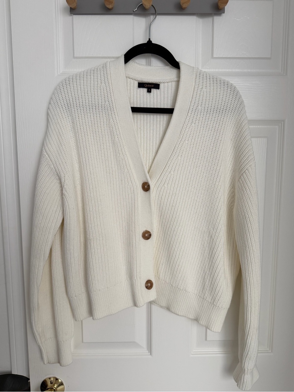 NWOT Quince Cotton Fisherman Boxy Cropped Cardigan - Ivory - Picture 5 of 11